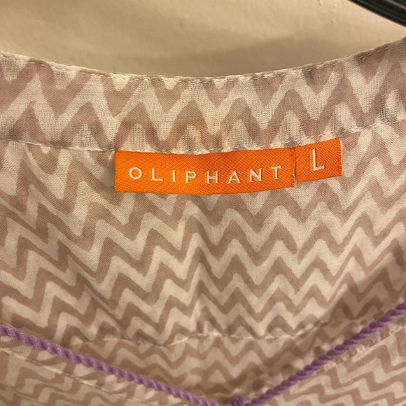 Oliphant Chevron V Neck Quarter Sleeve Tassel Blouse Gray & Purple Size Large - Picture 5 of 8